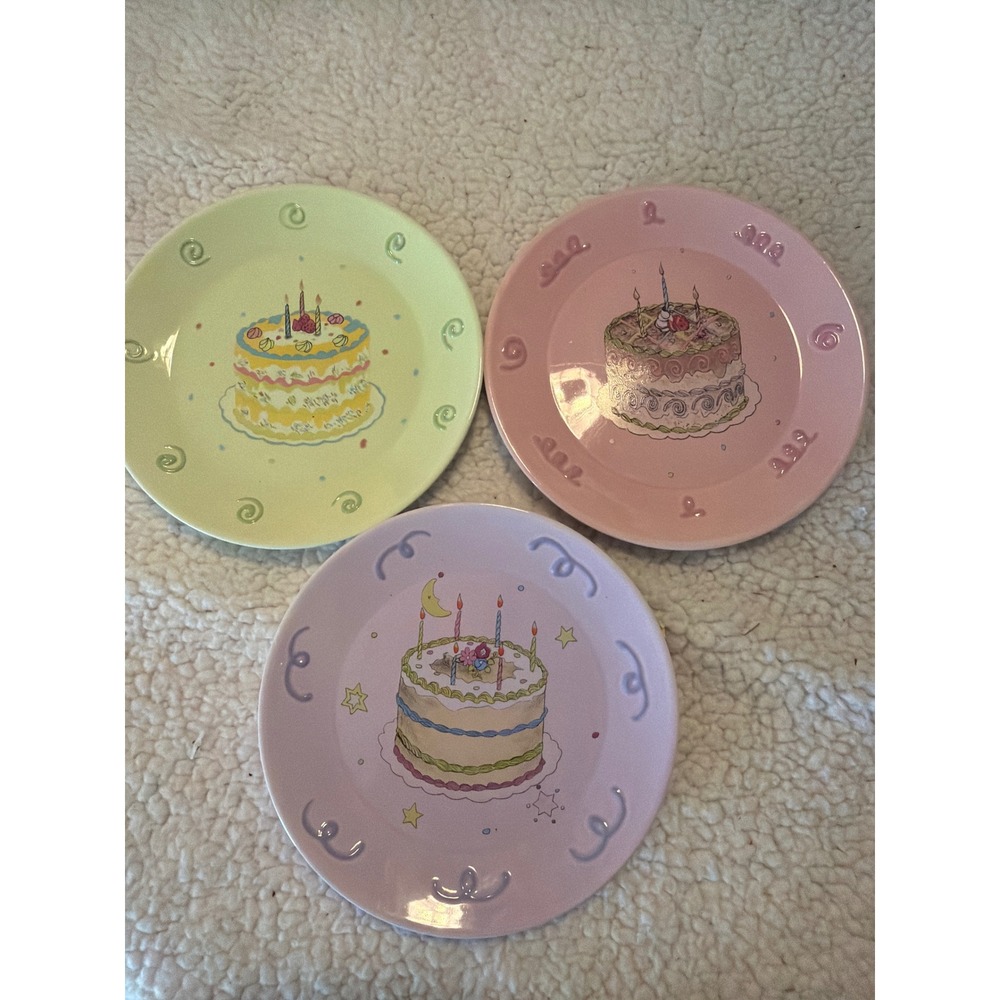 Avon 2003 Presidents Club Birthday Gift Collection Cake Plates Set of 3 Pastel